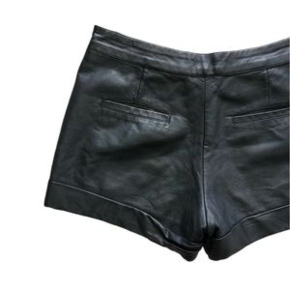 French Connection Cult Connection Cuffed Faux Leather Shorts Black - Picture 5 of 8